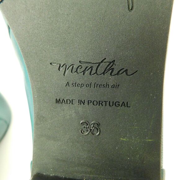 Mentha Teal Green Genuine Leather Bootie Shoe Womens 36 Portugal Heals EUC - Picture 5 of 12